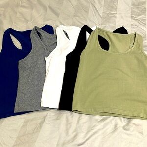 Racer back crop tanks.